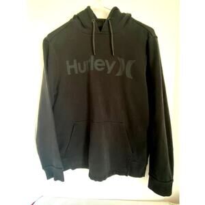 Hurley mens small black hoodie hooded sweatshirt distressed cotton blend